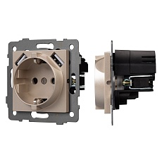 Механизм розетки с USB зарядкой SCT-MUAA-PL-GD-V (250V, 16A) Arlight 049821