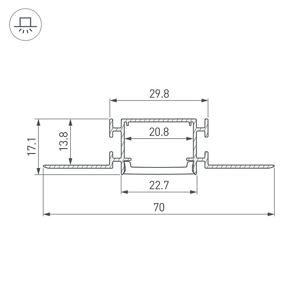 Профиль встраиваемый Arlight Fantom-Bent-W23-Side-2000 Anod 040331(1) Фото № 2