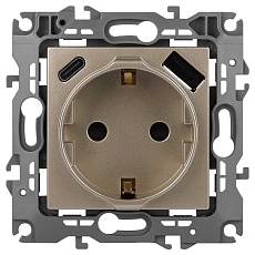 Розетка ЭРА Серия 12 12-4108-04 2P+E 16A-250В со шторками с USB type-A+C 5В-3А шампань Б0067727