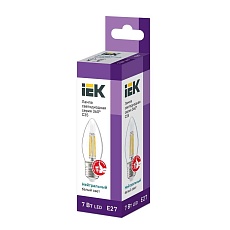 Лампа светодиодная филаментная IEK E27 7W 4000K прозрачная LLF-C35-7-230-40-E27-CL 1
