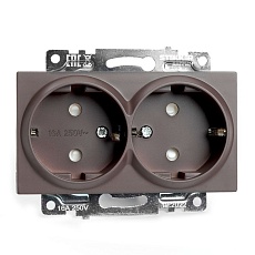 Розетка двухместная с защитной шторкой Stekker Катрин шоколад GLS16-7114-04 49030