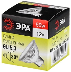 Лампа галогенная ЭРА GU5.3 50W 3000K прозрачная GU5.3-MR16-50W-12V-CL C0027358 2