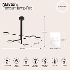 Подвесной светодиодный светильник Maytoni Fad MOD070PL-L38B3K 1