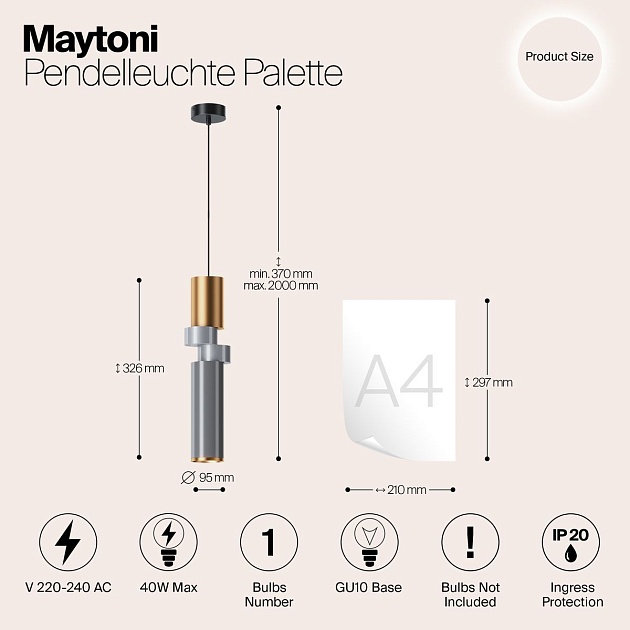 Подвесной светильник Maytoni Palette MOD303PL-01CFL3 Фото № 2