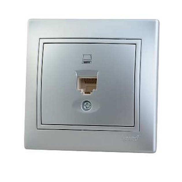 Розетка компьютерная Lezard Mira серебро 701-1010-139 Фото № 1