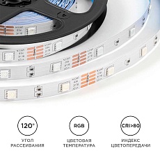 Светодиодная лента OGM 7,2W/m 30LED/m 5050SMD разноцветный (RGB) 5M LSE-280 4