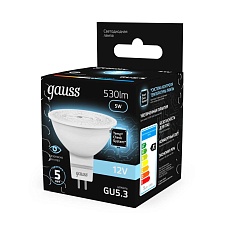 Лампа светодиодная Gauss GU5.3 5W 4100K матовая 201505205 1