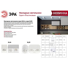 Накладной светильник ЭРА OL24-1 WH Б0054381 1