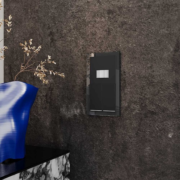 Рамка стеклянная Voltum S70 на 2 поста, (черный,стекло) VLS110208 Фото № 2