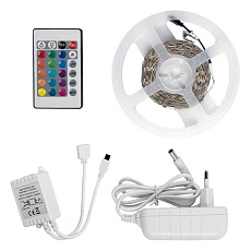 Лента светодиодная General GLS-5050-30-7.2-12-IP20-PRO-RGB-5-KIT готовый комплект 5м с адаптером и IR контроллером