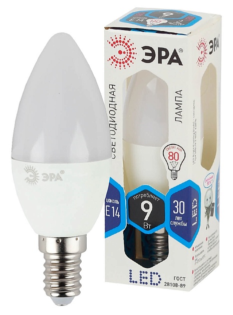 Лампа светодиодная ЭРА E14 9W 4000K матовая LED B35-9W-840-E14 Б0027970 фото 3