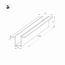 Шинопровод магнитный встраиваемый Arlight Mag-Track-2538-F-3000 033245 1