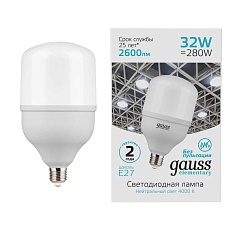 Лампа светодиодная Gauss E27 32W 4000K матовая 63233 3