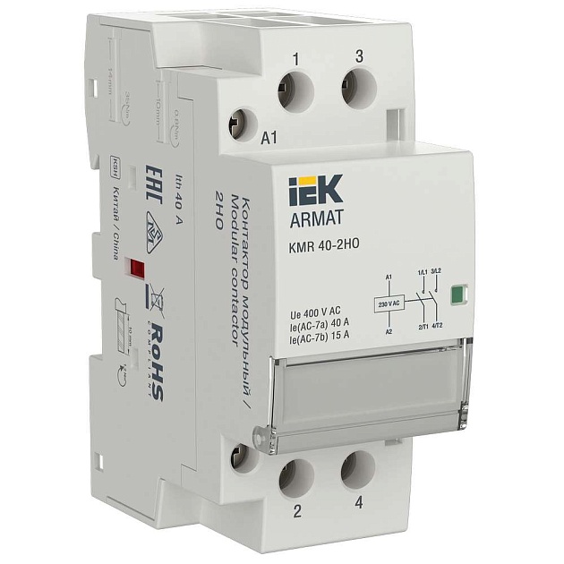 ARMAT Контактор модульный KMR 40А 230В AC 2НО IEK AR-KMR10-040-20-230 Фото № 1
