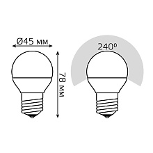 Лампа светодиодная диммируемая Gauss E27 7W 3000K матовая 105102107-S 2