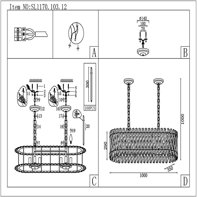 Подвесная люстра ST Luce Fabio SL1170.103.12 Фото № 2