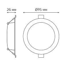 Встраиваемый светодиодный светильник Gauss Elementary Downlight 9100420205T 1