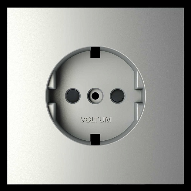 Накладка для розетки с заземлением и защитными шторками S70 (сталь) Voltum VLS000705 Фото № 2