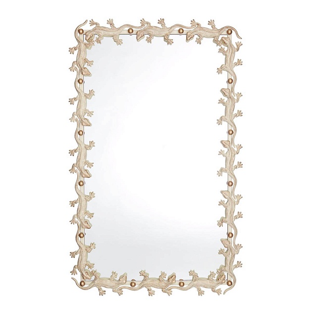 Зеркало Runden Ящерицы белый/золото прямоугольное V20013 фото 