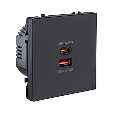 Розетка USB A+C 65W, черный матовый Kollinger Eclipse EC-024BK 1