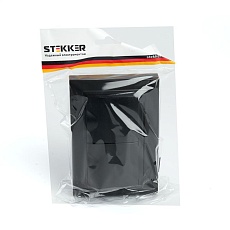 Розетка 2-местная 2P+PE Stekker Эрна с крышкой черный PST16-9015-03 49138 2