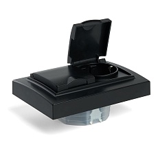 Розетка 2-местная 2P+PE Stekker Эрна с крышкой черный PST16-9015-03 49138 3