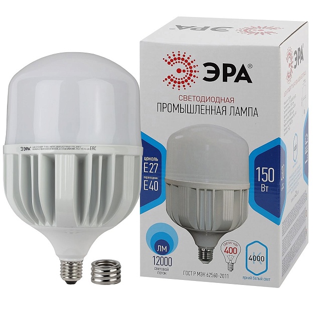 Лампа светодиодная сверхмощная ЭРА E27/E40 150W 4000K матовая LED POWER T160-150W-4000-E27/E40 Б0051795 фото 4