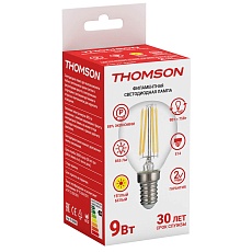 Лампа светодиодная филаментная Thomson E14 9W 2700K шар прозрачная TH-B2085 1