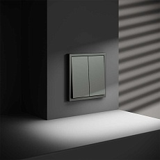 Проходной переключатель встраиваемый Voltum S70 двухклавишный 10А, (титан) VLS020306 2