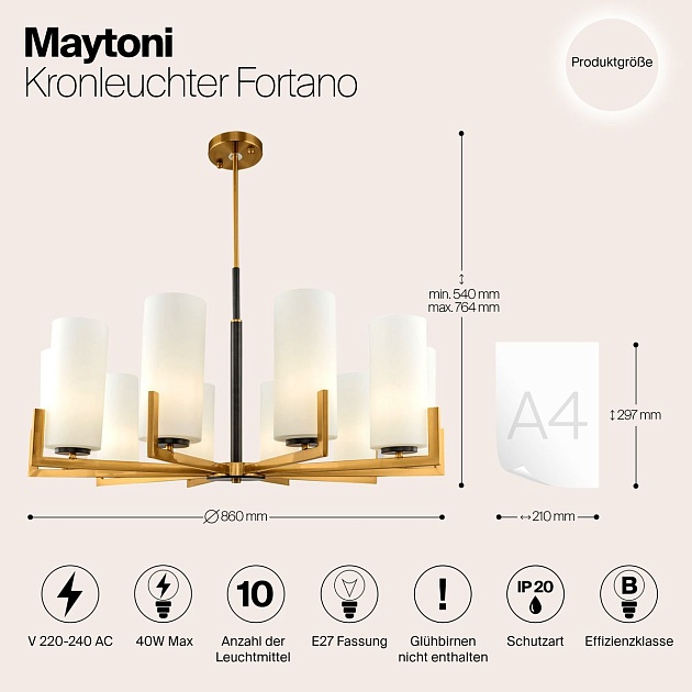 Подвесная люстра Maytoni Fortano MOD089PL-10BS Фото № 2