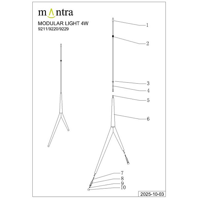 Подвесная люстра Mantra Arrecife 9366+9211 (8L) Фото № 14