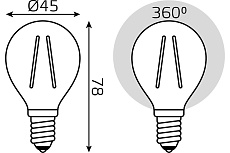 Лампа светодиодная филаментная Gauss E14 13W 2700K прозрачная 105801113 1