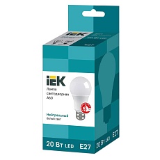 Лампа светодиодная IEK E27 20W 4000K матовая LLE-A60-20-230-40-E27 1