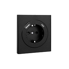 Розетка STRONG 1-ая с/з с/у з/ш 16А с USB A+C быстрой зарядки 5В/3А антрацит KRANZ KR-78-0704-5 3