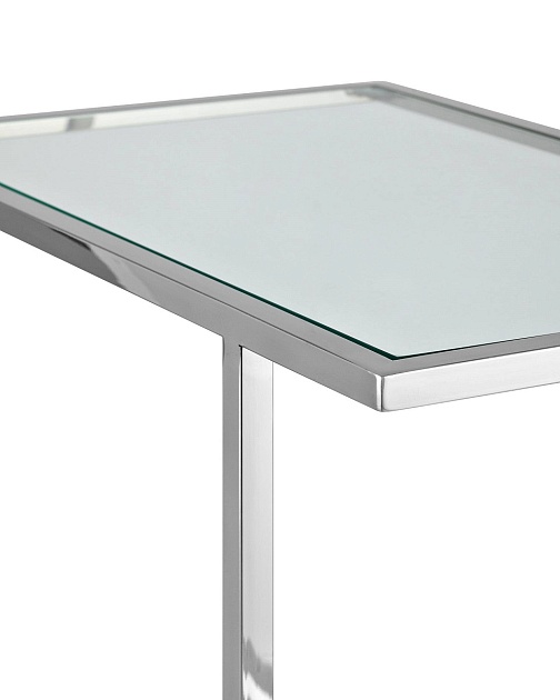 Журнальный стол Stool Group Бостон 50*32 прозрачное стекло/сталь серебро УТ000001972 Фото № 2