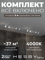 Встраиваемая однофазная трековая система Hesby Lighting Skylite №13 со светильниками HSBL_kompl_S013_VI3W4K