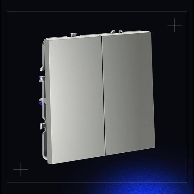 Выключатель встраиваемый Voltum S70 двухклавишный 10А, (сталь) VLS020105 Фото № 8