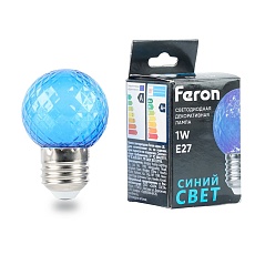 Лампа светодиодная Feron E27 1W синяя LB-385 52162