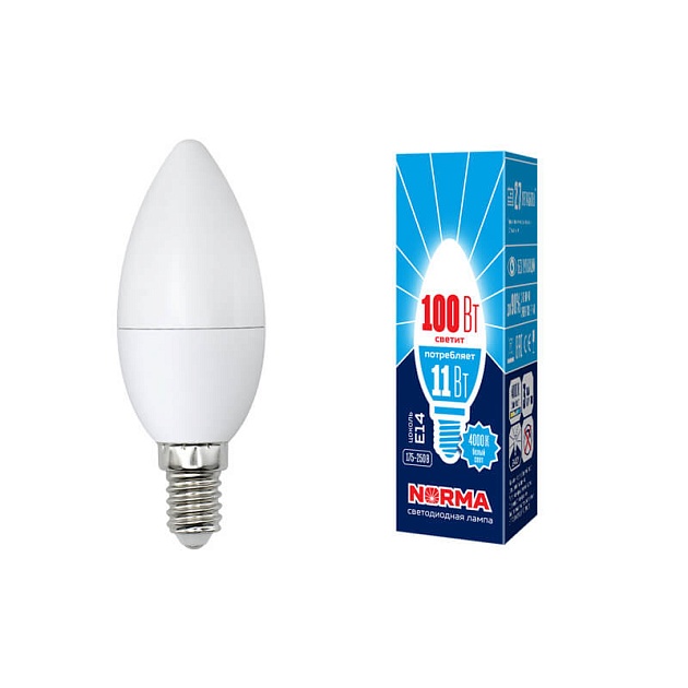 Лампа светодиодная E14 11W 4000K матовая LED-C37-11W/NW/E14/FR/NR UL-00003811 фото 