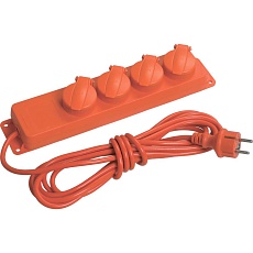 Удлинитель У04В 4 места с защитными крышками IP44 2P+PE/5м 3х1мм2 16А/250В IEK WYP10-16-04-05-44-N