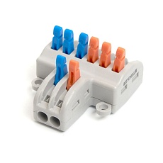 Клемма монтажная д/ подкл. фазн. проводников Stekker, LD222-426, 2 контактные группы, 1ввод,3вывода на полюс (DIY упак 2 шт) 39489 2