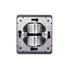 Розетка ROUND компьютерная двойная RJ45+RJ45 кат6 с/у титан KRANZ KR-78-0725-2 5