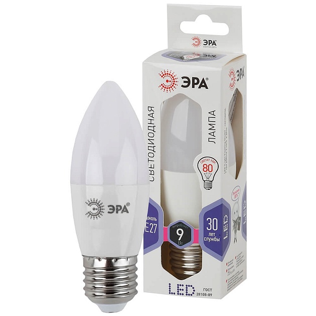 Лампа светодиодная ЭРА E27 9W 6000K матовая LED B35-9W-860-E27 Б0031410 фото 4