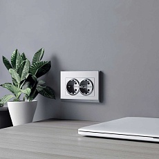 Розетка двойная с заземлением Werkel серебряный матовый W1172065 4690389195617 1