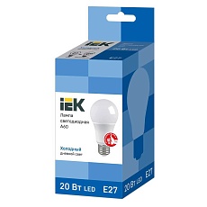 Лампа светодиодная IEK E27 20W 6500K матовая LLE-A60-20-230-65-E27 1