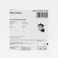 Уличный настенный светильник Voltega Полдень / Noon VGL7213WL-01B1 4