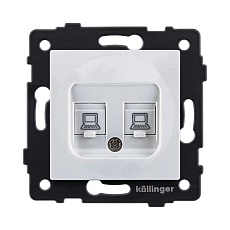 Розетка двойная Ethernet RJ45 Cat.5, белый Kollinger REA-015WH для Aspekt, Eleganz, Reflex