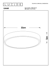 Потолочный светодиодный светильник Lucide Unar 79185/30/02 1