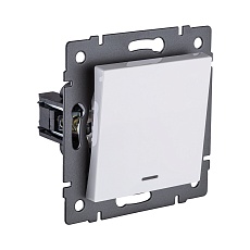 Выключатель кнопочный 1-клавишный 10А/250В с LED подсветкой, белый Kollinger REA-S-013WH для Aspekt, Eleganz, Reflex 1