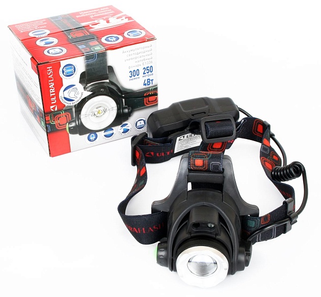 Налобный светодиодный фонарь Ultraflash Headlite аккумуляторный 100х90 300 лм E1336 13906 фото 4